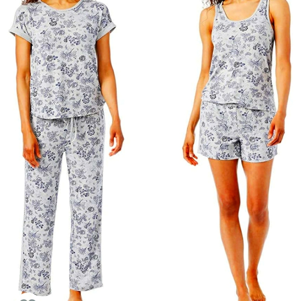 Lucky Brand Women's 4 Piece Pajama Set, Tee, Tank, Short, & Pant